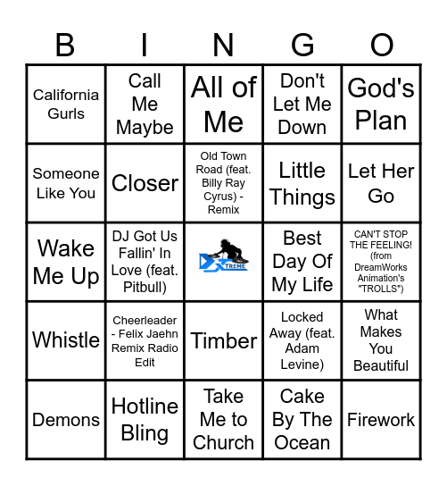 Pop songs 2010 2020 Bingo Card
