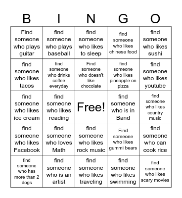 Find Someone Who... Bingo Card