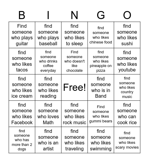 Find Someone Who... Bingo Card
