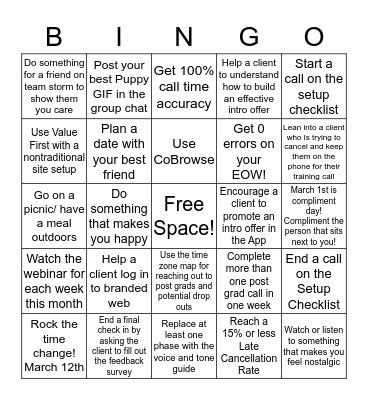 March Bingo Card