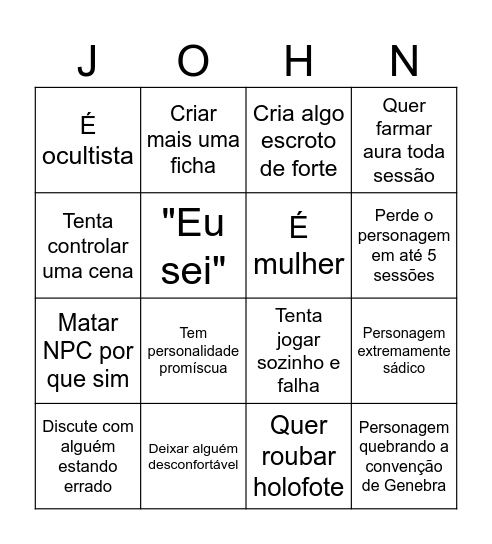 Maré Alta - Jhon Bingo Card