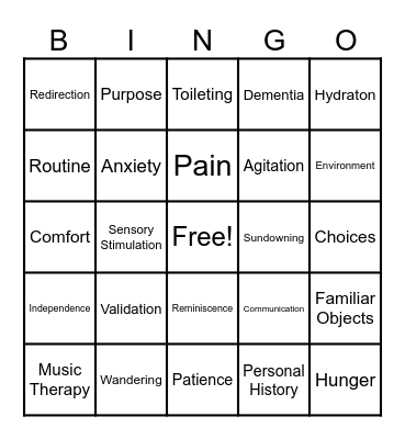 BINGO: Dementia Edition 2026 Bingo Card