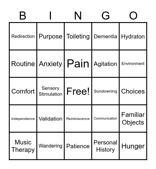 BINGO: Dementia Edition 2026 Bingo Card