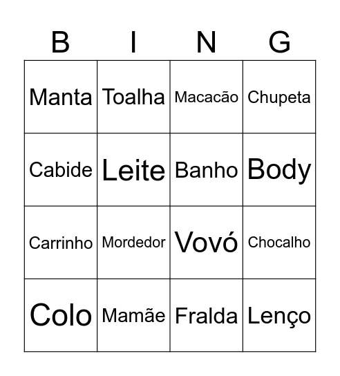 BINGO DO HENRY Bingo Card