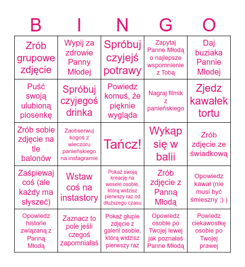 PANIEŃSKI WEEKEND Bingo Card