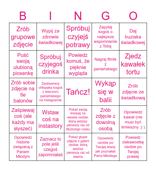 PANIEŃSKI WEEKEND Bingo Card