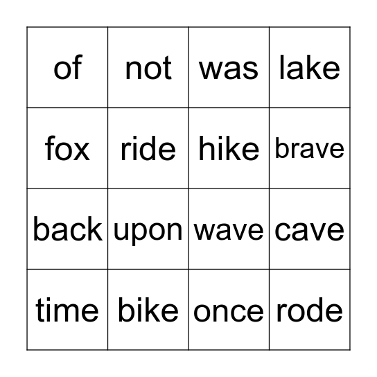 Once Upon Bingo Card