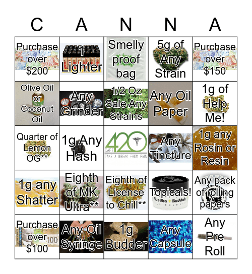 CANNA BINGO - Tuesday 02-21-2017 Bingo Card