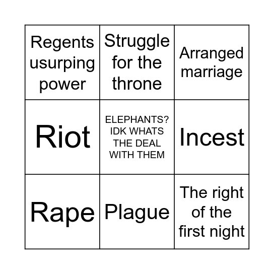F&B Bingo Card