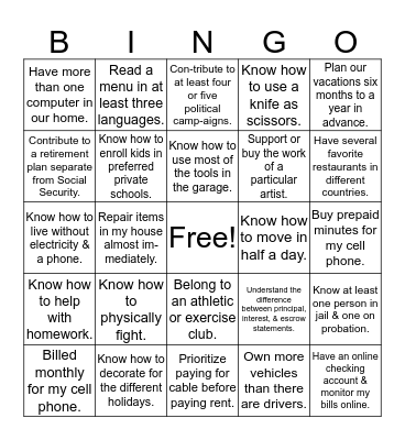 DO YOU... Bingo Card