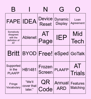 AT Bingo Card