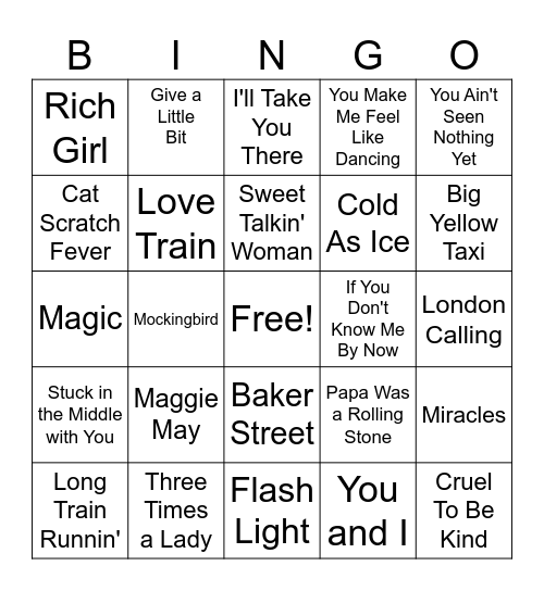 70's Songs (set 6) Bingo Card