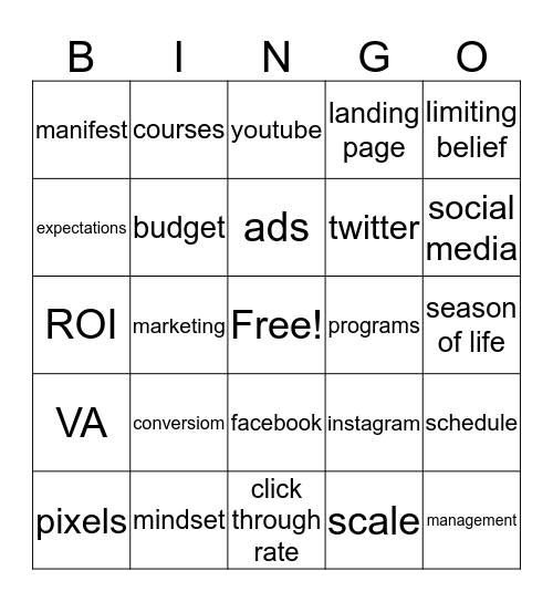 Online Biz Bingo Card