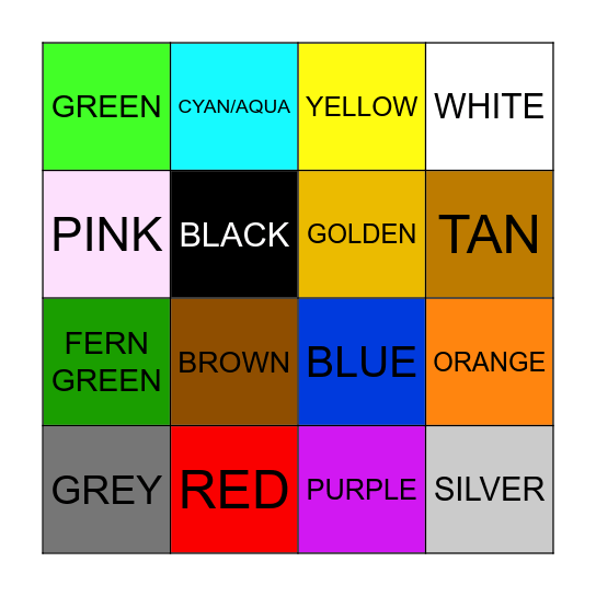 BEIGE Bingo Card