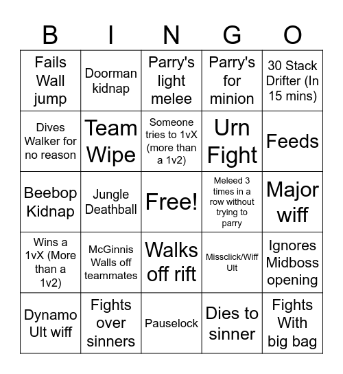 Spectating ranked deadlock bingo Card