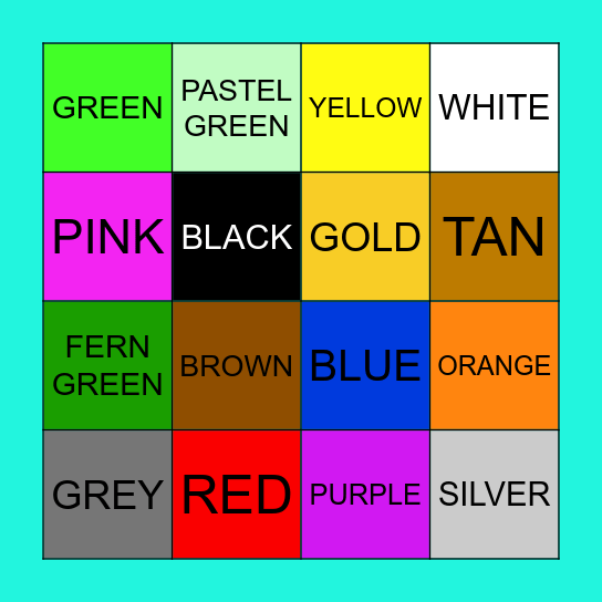 BEIGE Bingo Card