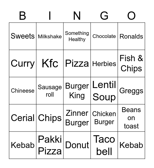 Bellys Bingo Card