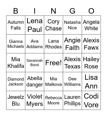 Gooning bingo Card