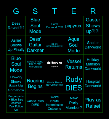 Chapter 6 Deltarune Bingo Card