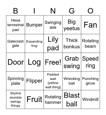 Fall guys Bingo Card