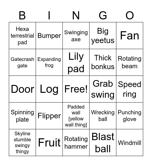 Fall guys Bingo Card