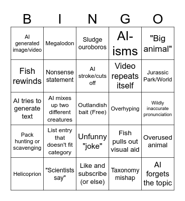 Sludge Bingo Card