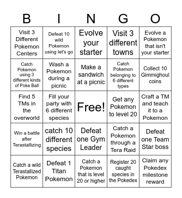 Scarlet/Violet Bingo Board Bingo Card