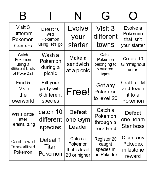 Scarlet/Violet Bingo Board Bingo Card