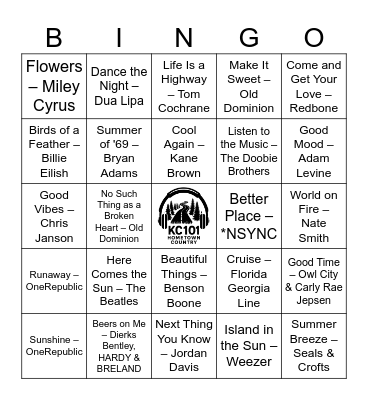 Summertime Vibin' Bingo Card