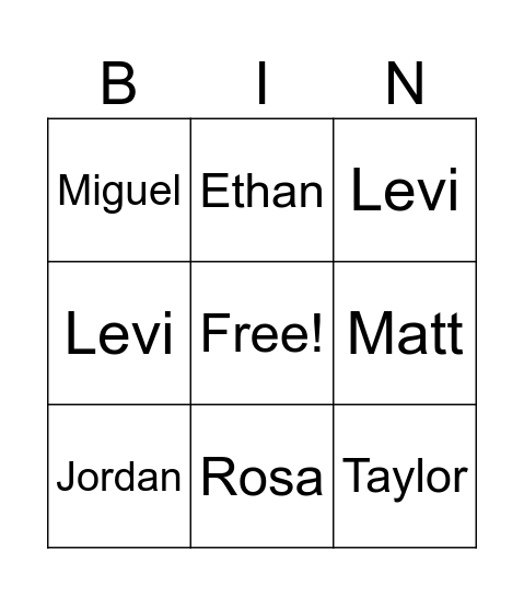 Who texted Megan on her week off? Bingo Card