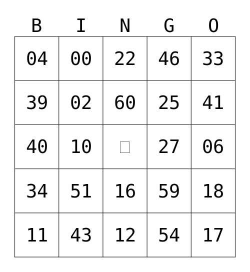𝙱-𝙱-𝙱-𝙱-𝙱𝙸𝙽𝙶𝙾 Bingo Card