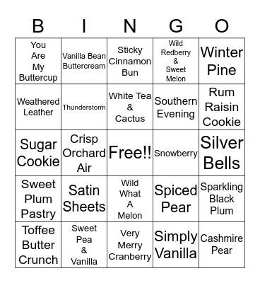 Scentsy Bingo Card