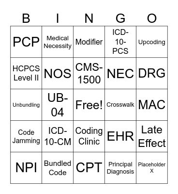 Coding Systems & Rules Bingo Card