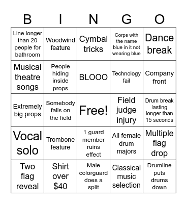 DCI 2026 Bingo Card