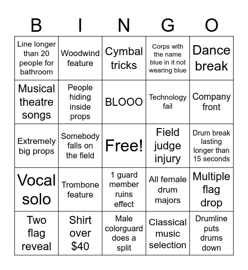 DCI 2026 Bingo Card