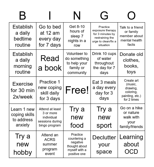 DT Bingo Card