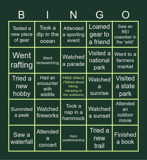 SUMMER MAXING Bingo Card