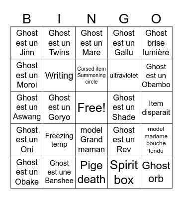 Phasmo bingo scrapeur Bingo Card
