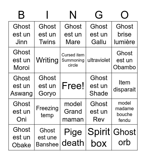 Phasmo bingo scrapeur Bingo Card