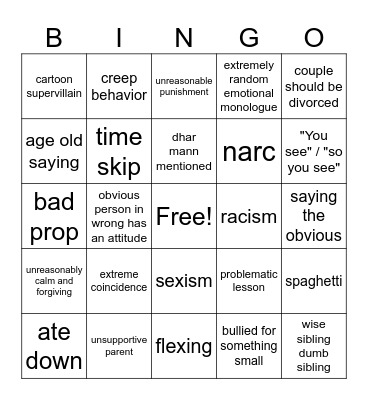 dhar mann (austin's version) Bingo Card