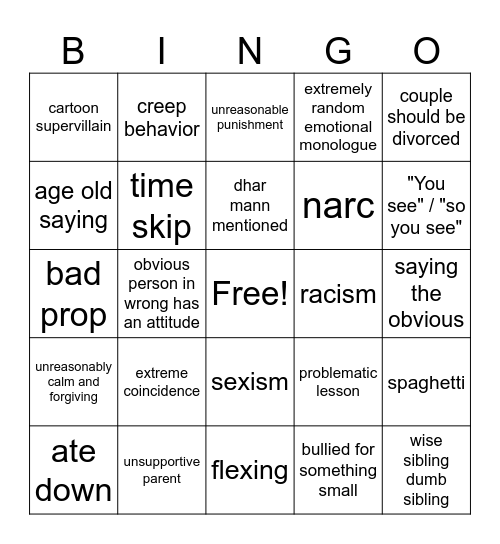 dhar mann (austin's version) Bingo Card