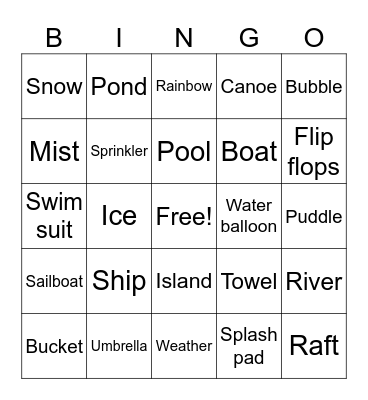 Water Bingo Card