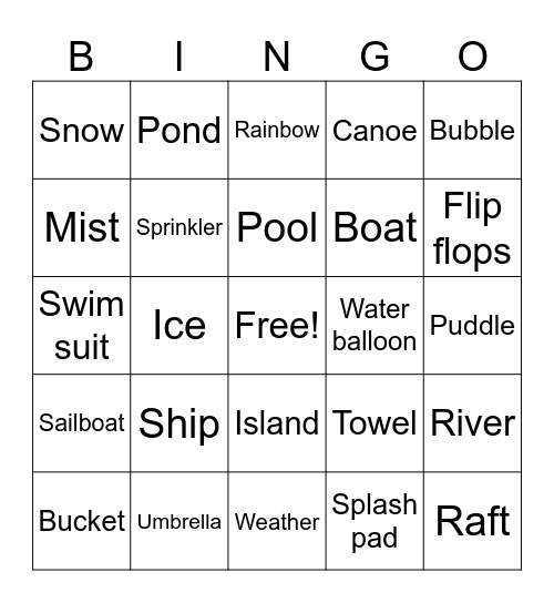 Water Bingo Card