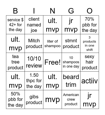 8/2 - 8/8 MUST HIT MIN. # TO WIN Bingo Card