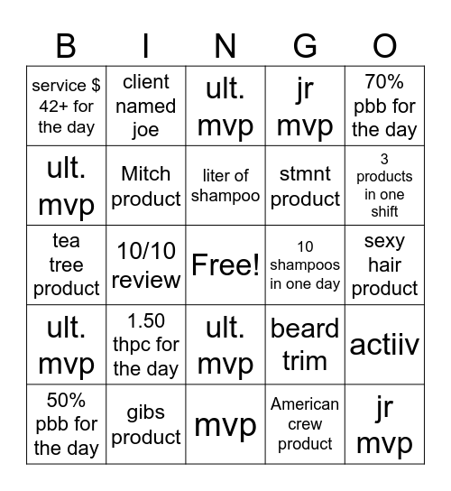 8/2 - 8/8 MUST HIT MIN. # TO WIN Bingo Card