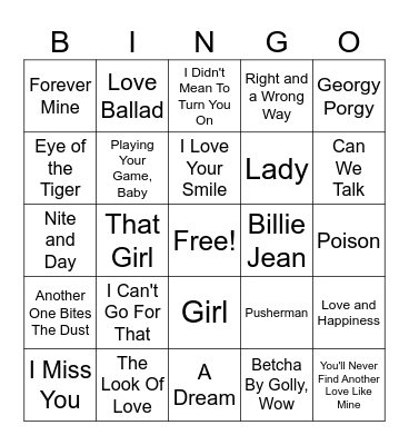 Let The Intros Play Bingo Card