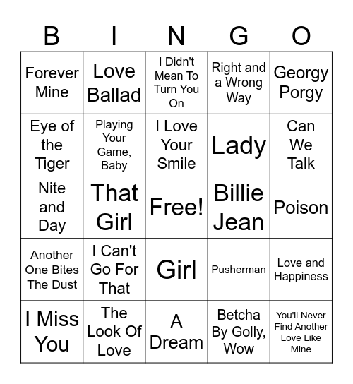 Let The Intros Play Bingo Card