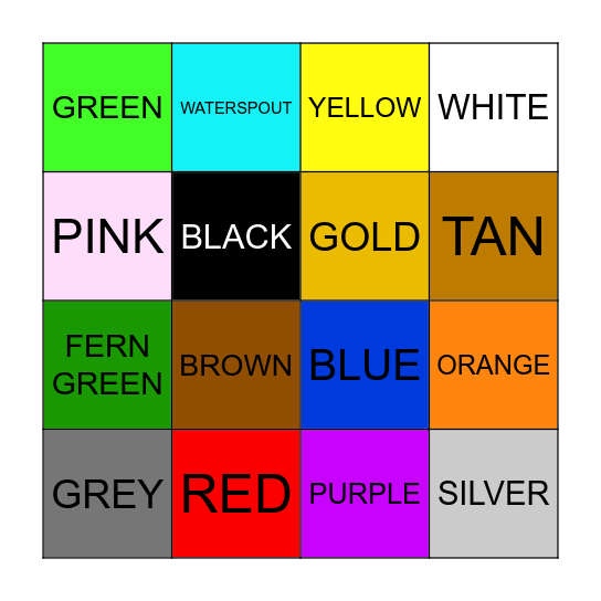 Color Bingo Card