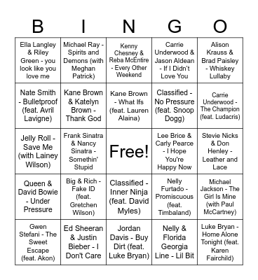 Duets Bingo Card