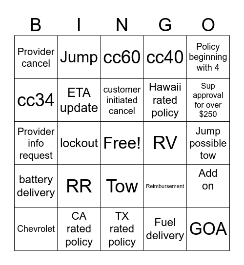 Mobiles Bingo Card